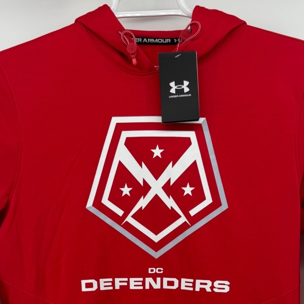 Under Armour Mens DC Defenders XFL Storm Fleece Hoodie Red Small 1370379-600 NWT